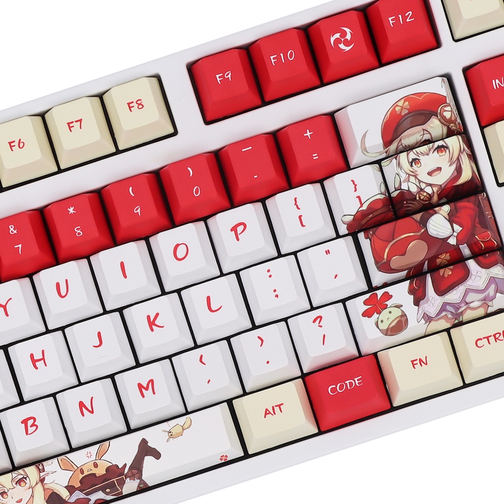 Genshin Impact Klee Pbt Cherry Profile Material Keycaps Bàn Phím Cơ 138 Phím 61 87 104 108 Chất Lượng Cao