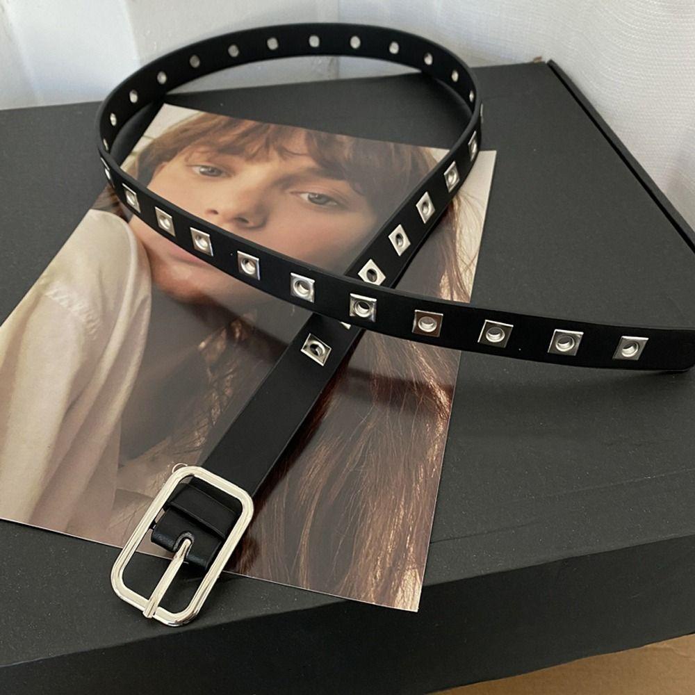 Epoch Thắt Lưng Da PU Đính Đinh Tán Có Thể Điều Chỉnh Thời Trang Cho Nam Và Nữ