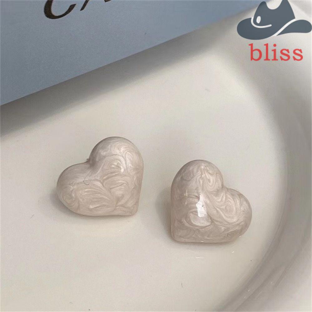 Khuyên Tai Hình Trái Tim Đính Đá Màu Trắng Xanh Dương Phong Cách Hàn Quốc Ngọt Ngào