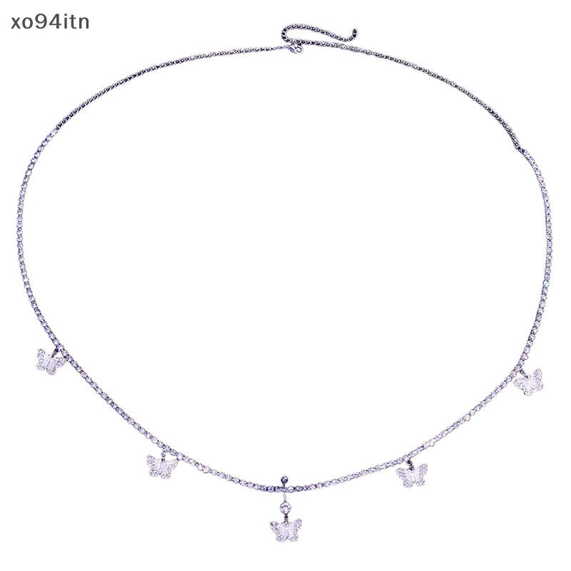 Dây Xích Đeo Hông Đính Đá Hình Bướm Màu Bạc Quyến Rũ