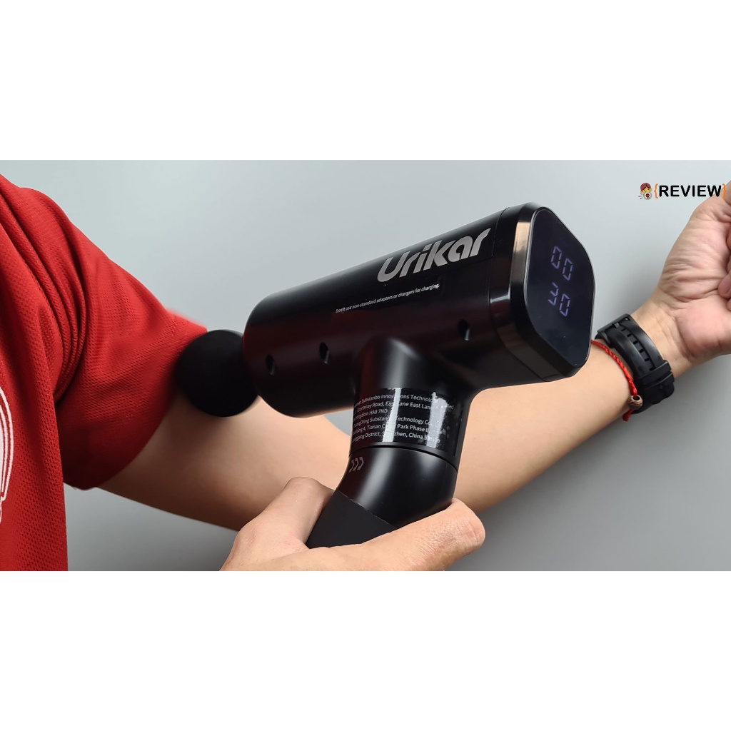 Súng massage Urikar Pro 3 thương hiệu Mỹ, 30 cấp độ mạnh mẽ Phục hồi tập luyện - Tay cầm có thể xoay, 30 tốc độ, 6 đầu