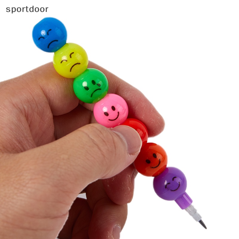 Set 2 Bút Chì Họa Tiết Mặt Cười Hoạt Hình Nhiều Màu Sắc Dành Cho Trẻ Em