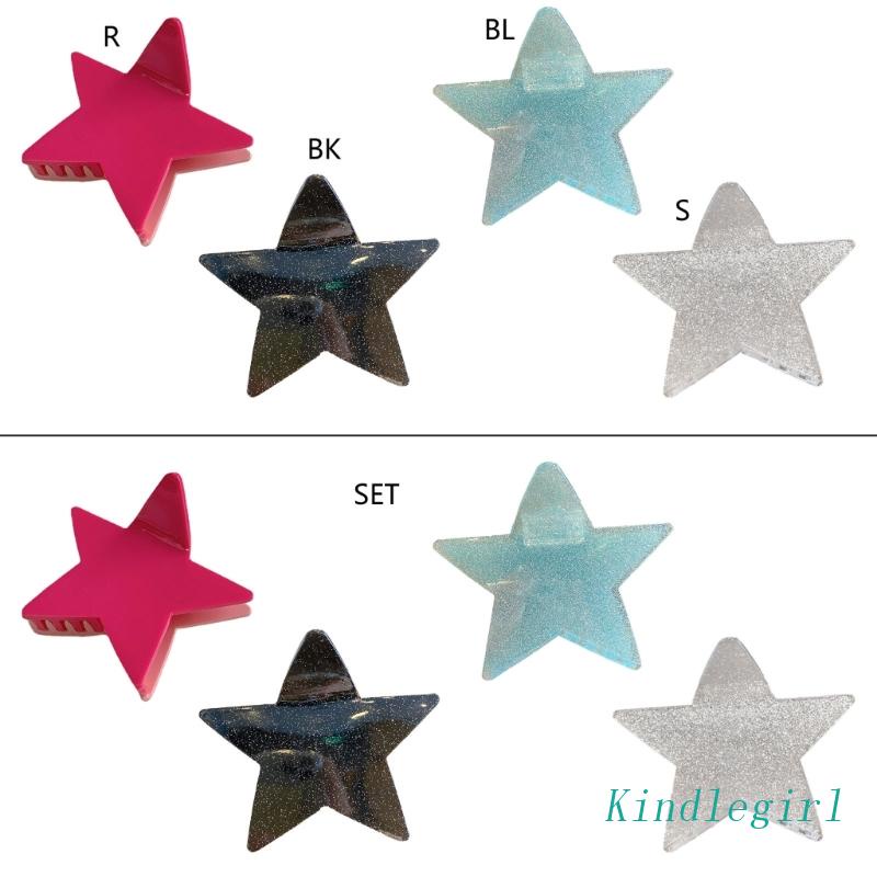 1 / 4 Kẹp Tóc Ngôi Sao Màu Hồng Y2k