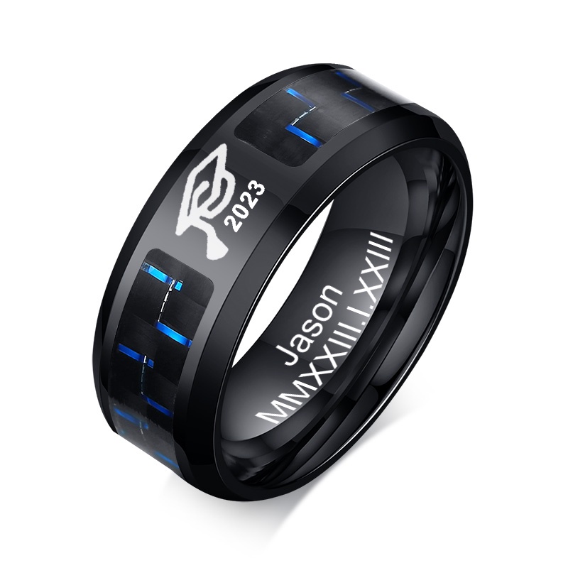 Nhẫn Thép Không Gỉ Màu Đen Vnox 2023 Làm Quà Tốt Nghiệp Cho Con Trai Và Bé Gái