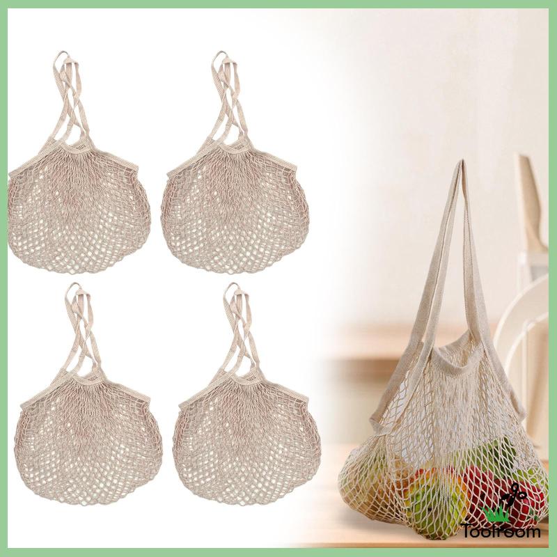 Set 4 Túi Lưới Mua Sắm / Đi Biển / Rau Củ Quả Có Thể Giặt Sạch