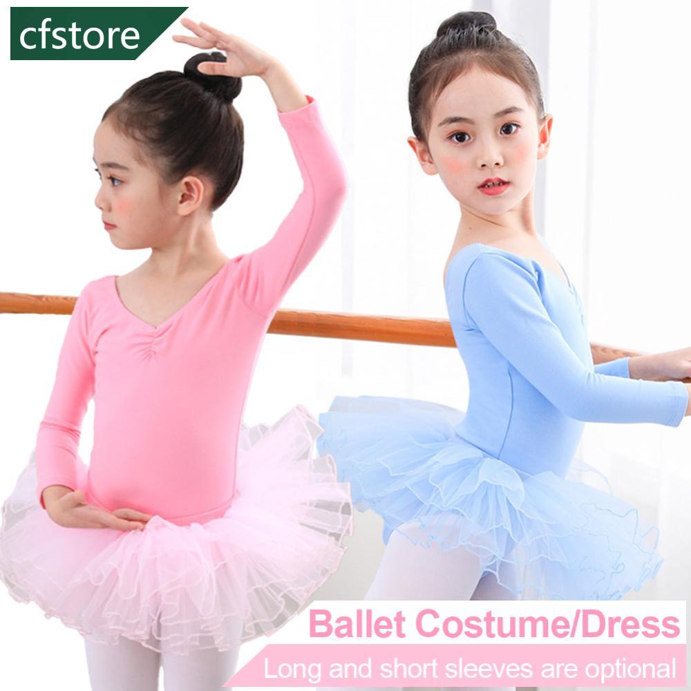 Bộ Trang Phục Múa Ba Lê Tay Dài Vải Cotton Spandex Dành Cho Trẻ Em L6R8