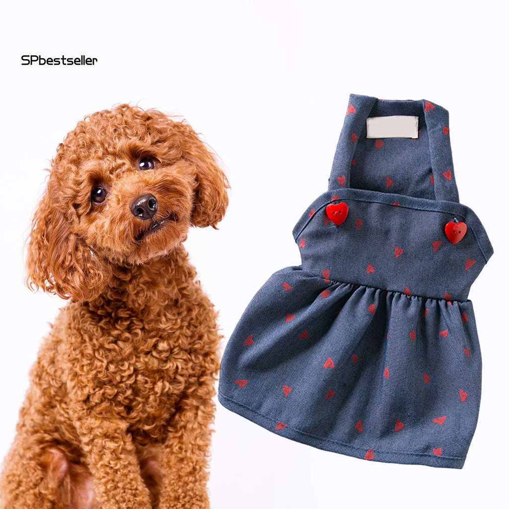 Đầm In Hình Trái Tim Thoáng Khí Thoải Mái Thời Trang Cho Thú Cưng SPbestsellkr