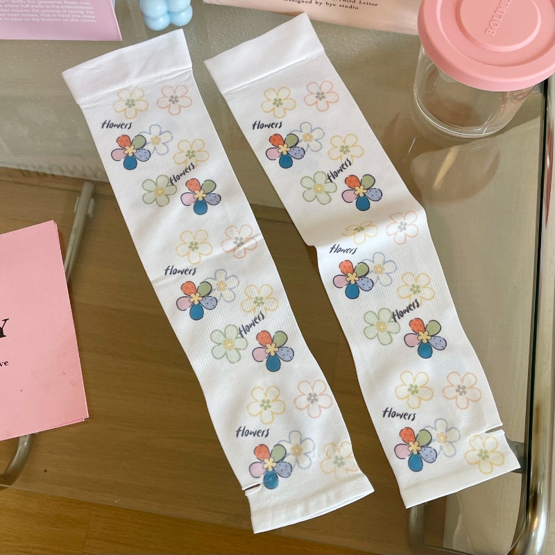 Găng Tay Chống Nắng Bằng Lụa Lạnh Họa Tiết Hoạt Hình Phong Cách Hàn Quốc Cho Nữ