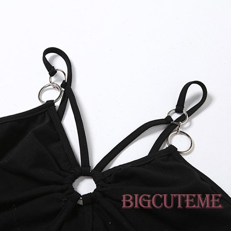 [] - Áo Hai Dây Cổ Chữ V Dáng Ôm Không Tay Thời Trang Mùa Hè Màu Đen Dành Cho Bạn Nữ Mặc Trong Các Bữa