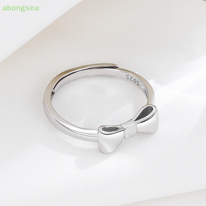 Abongsea Nhẫn Bạc Họa Tiết Nơ Đơn Giản Có Thể Điều Chỉnh Kích Cỡ