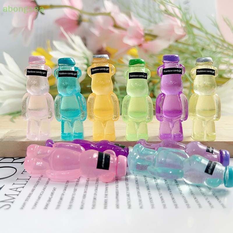 Abongsea Set 5 Phụ Kiện Trang Trí Điện Thoại Hình Gấu Dạ Quang Bằng Nhựa Resin DIY