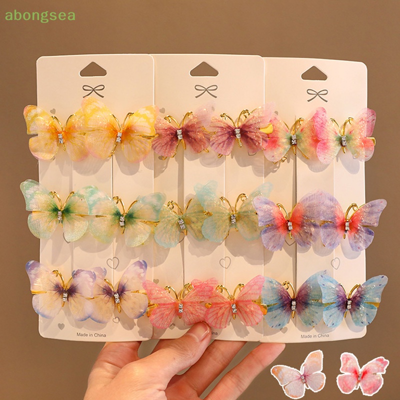 Set 6 Kẹp Tóc Hình Bướm Nhiều Màu Dễ Thương Cho Bé Gái