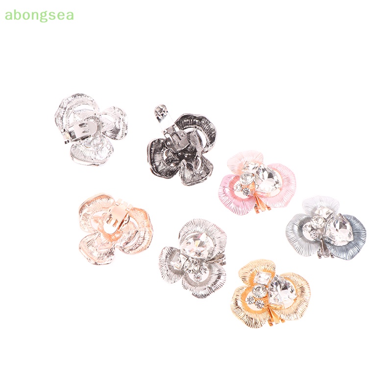 Abongsea Kẹp Cài Khóa Giày Cao Gót Hình Hoa Đính Đá Thanh Lịch Cho Nữ