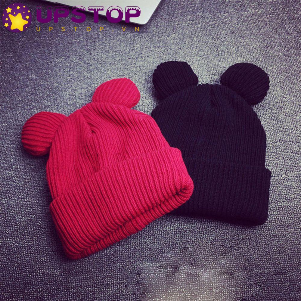 Mũ Dệt Kim Dày Mềm Mại Đính Tai Mèo Dễ Thương