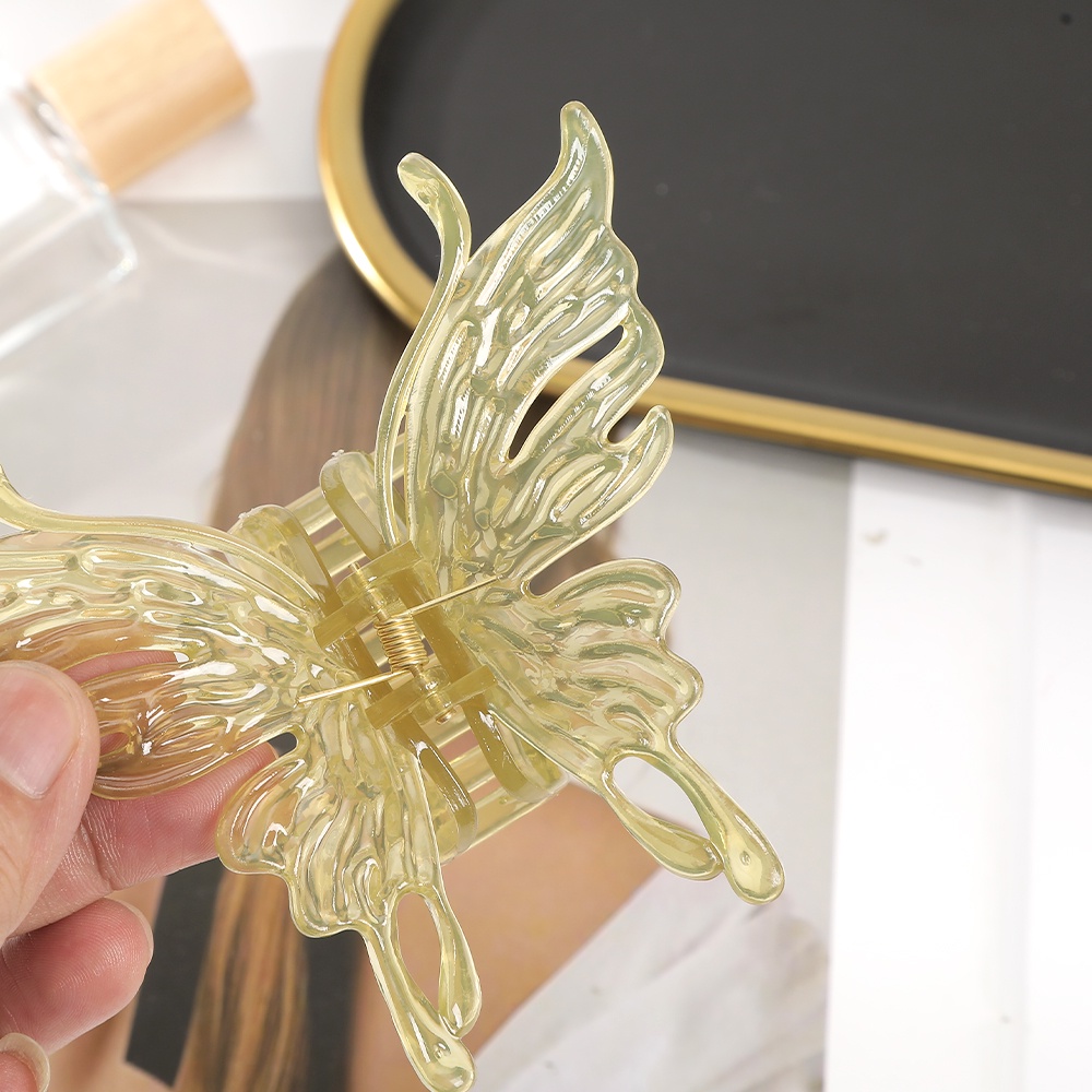 Haimeikang Kẹp Tóc Nơ Acrylic Ba Chiều Cỡ Lớn Màu Thạch Ngọt Ngào Khí Chất