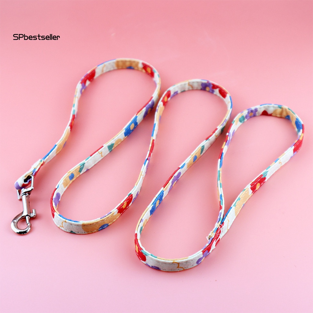 1 Bộ Dây Dắt Thú Cưng Đi Dạo Bằng Polyester Họa Tiết Hoa Thắt Nơ Dễ Điều Chỉnh