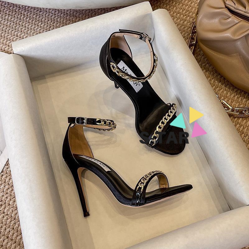 Sandal Cao Gót Hở Ngón Màu Đen Phong Cách Thời Trang Mùa Hè 2023