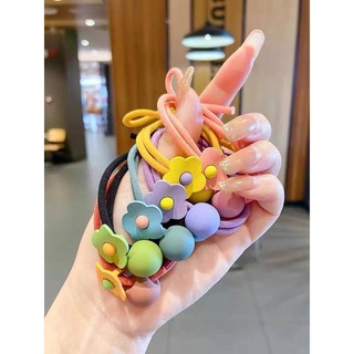 Dễ Thương Dây Buộc Tóc Cao Su Co Giãn Đính Hoa Mặt Nhám Đơn Giản Không Làm Đau Tóc Cho Bé