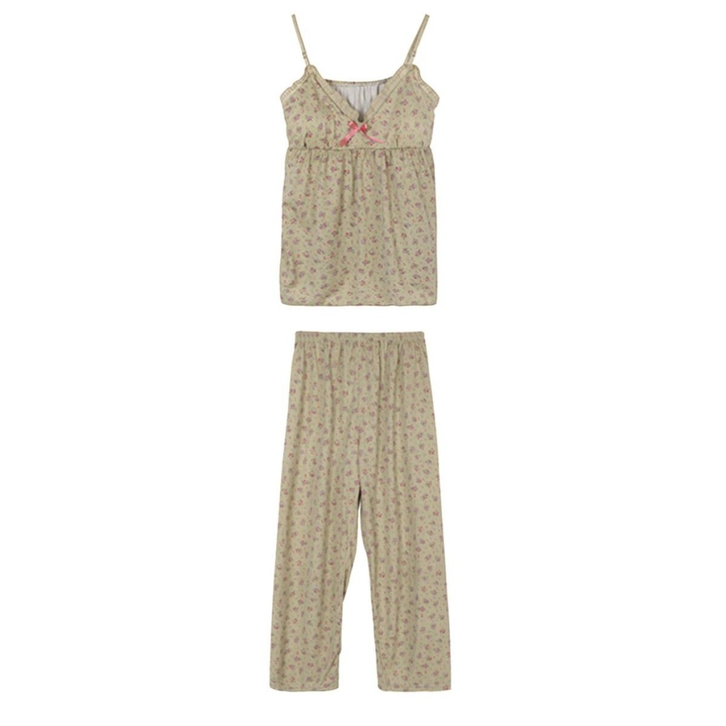 Bộ Đồ Ngủ Hai Dây Có Đệm Mút In Hoa Dễ Thương Thời Trang Mùa Hè Cho Bạn Gái