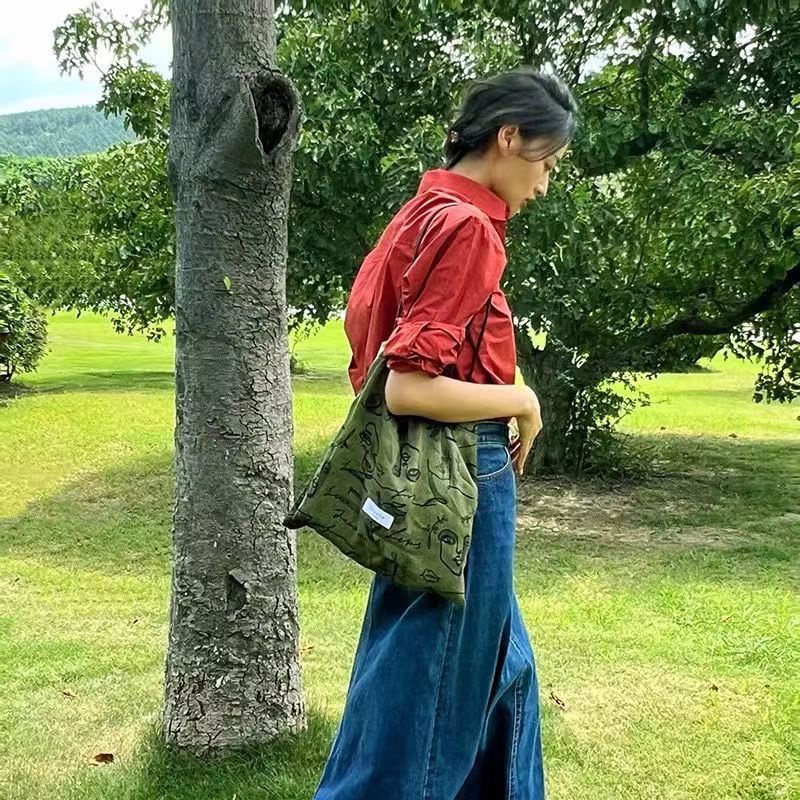 Túi Xách Bằng Vải canvas Và Da Bò satin Phong Cách Trung Hoa Dành Cho Nữ