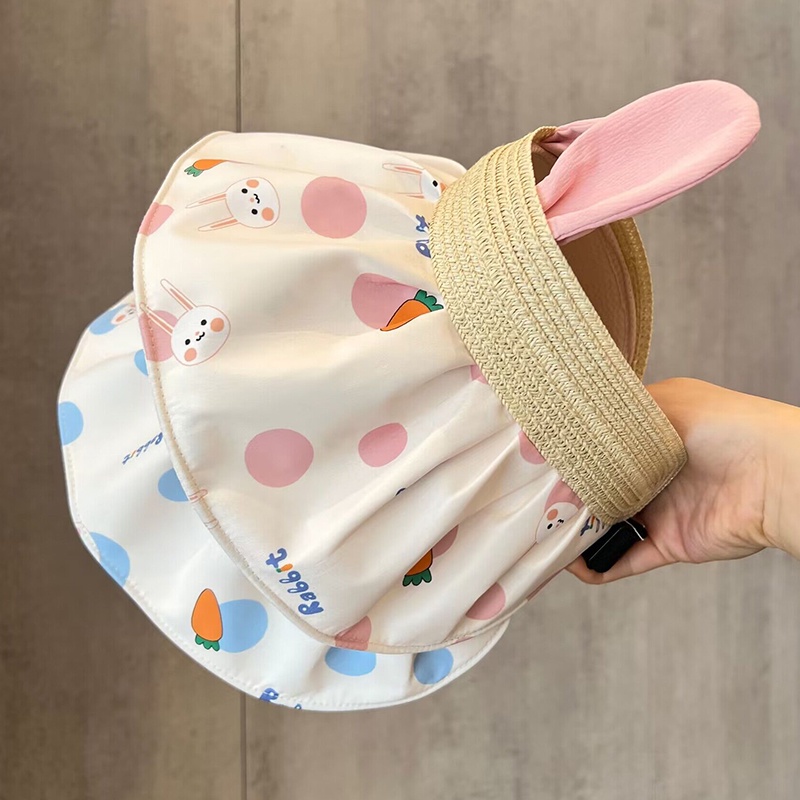 Mũ Lưỡi Trai Hở Chóp Che Nắng Họa Tiết Thỏ Thời Trang Mùa Hè Cho Bé