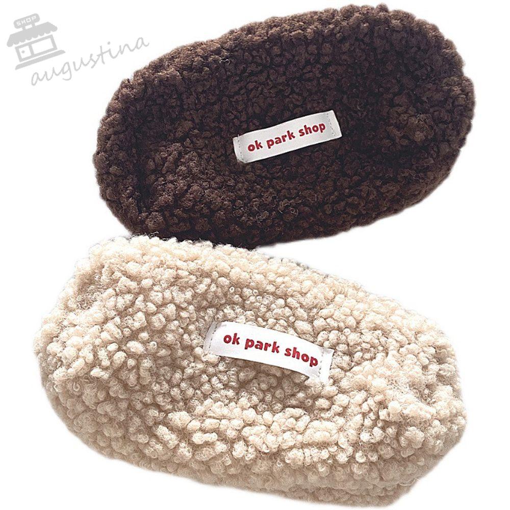 Túi Đựng Bút Chì / Mỹ Phẩm Để Bàn Bằng Lông Cừu Mềm Mại Sức Chứa Lớn