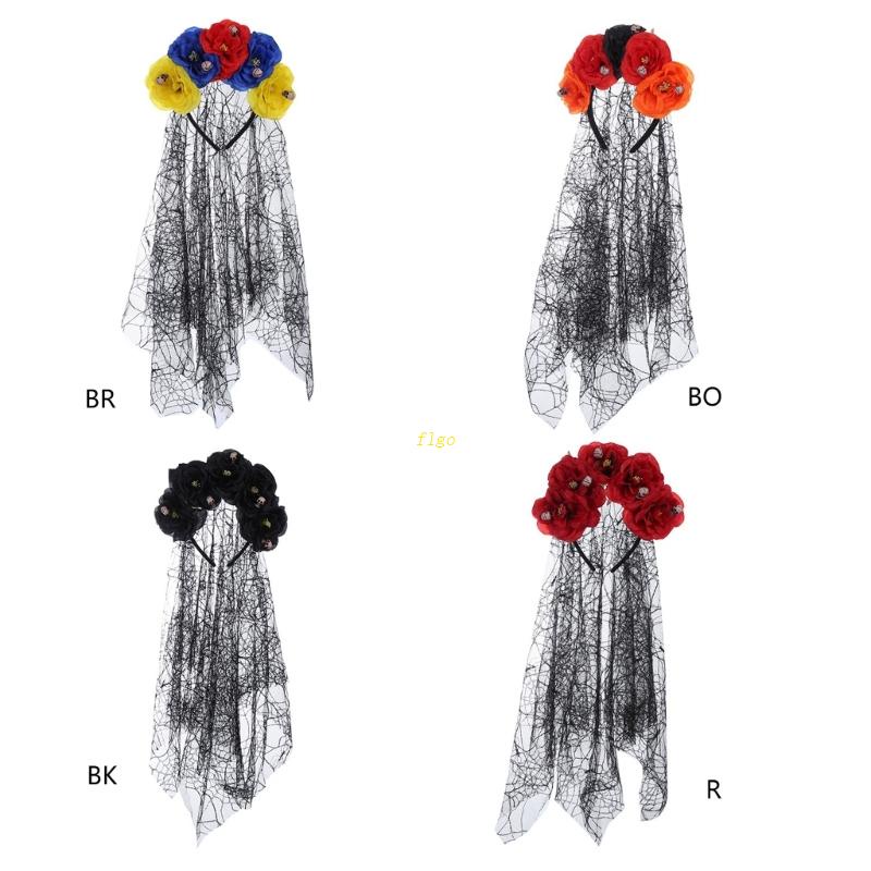 Flgo Băng Đô Hình Đầu Lâu Hoa Vương Miện Phong Cách Gothic Cho Nữ Ngày Halloween