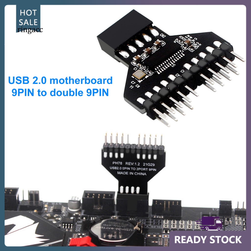 Đầu Nối Bo Mạch Chủ Cổng USB2.0 9Pin Sang 2 9Pin RGB Cho Đèn RGB Máy Tính