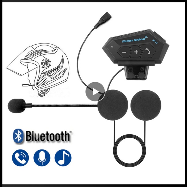 Tai Nghe Bluetooth Zevaret Bt12 Gắn Mũ Bảo Hiểm Kèm Phụ Kiện