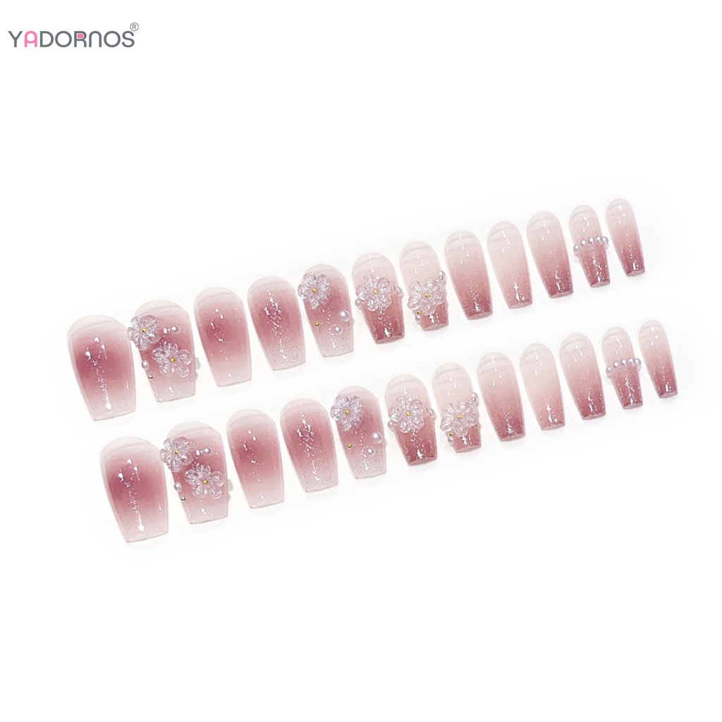 Móng Tay Giả Trọng Lượng Nhẹ Trang Trí Hồng Ngọc Trai YADORNOS