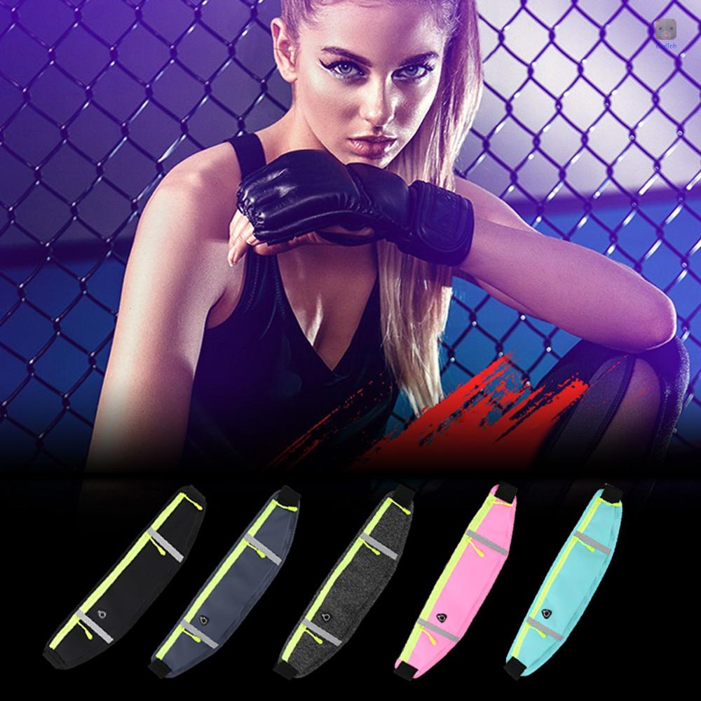 Thắt Lưng Chạy Bộ Siêu Nhẹ Với Túi Đeo Hông Kẻ Sọc Phản Quang Chống Thấm Nước Có Jack Cắm Tai Nghe Và Dây Đeo Co Giãn Điều Chỉnh Được Cho Nam Và Nữ