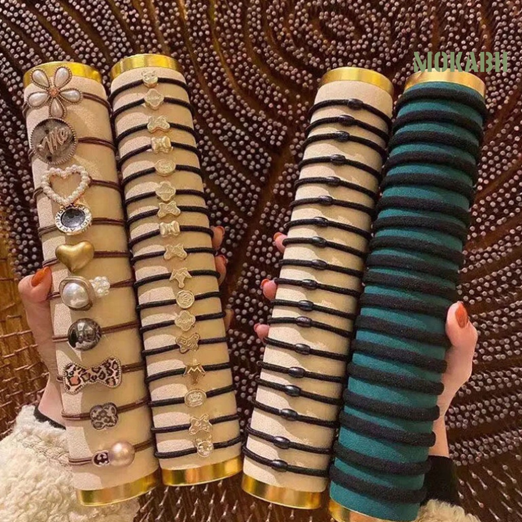 Bộ 60 Dây Cột Tóc Co Giãn Bằng Cao Su Và Kim Loại Thời Trang Cho Nữ