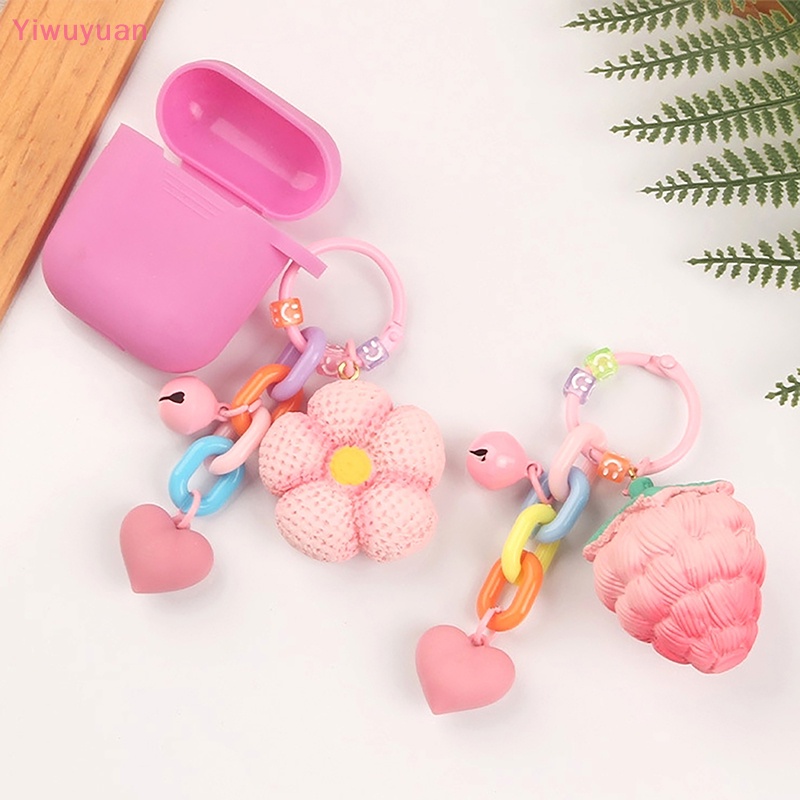 < Yiwuyuan > Móc Khóa Quả Dâu Tây Màu Hồng Dễ Thương Có Quả Bóng Lông Trang Trí Ba Lô Xe Hơi Ch