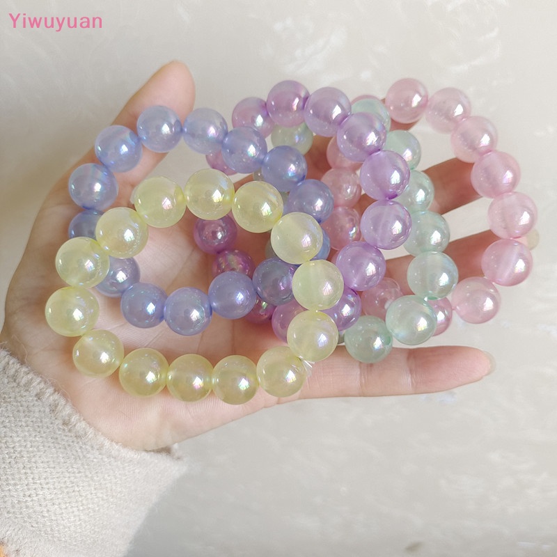 < Yiwuyuan > Vòng Tay Chuỗi Hạt Nhiều Màu Sắc Thủ Công Màu Xanh Lam Hồng Gradient Mới Dành Cho Cặp Đôi