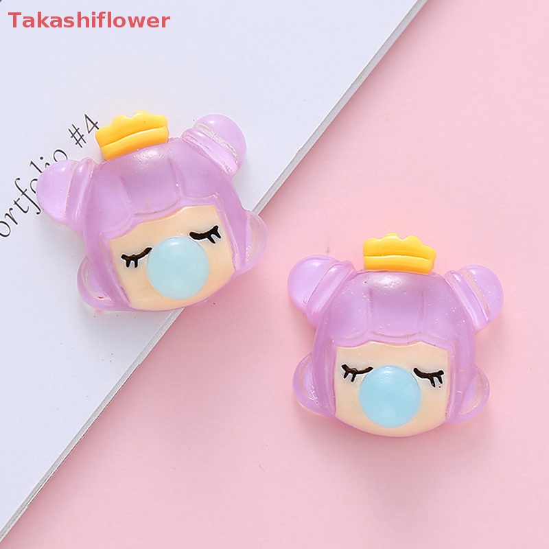 Set 5 Đầu Cô Gái Thổi Bong Bóng Trong Suốt DIY Trang Trí Ốp Điện Thoại