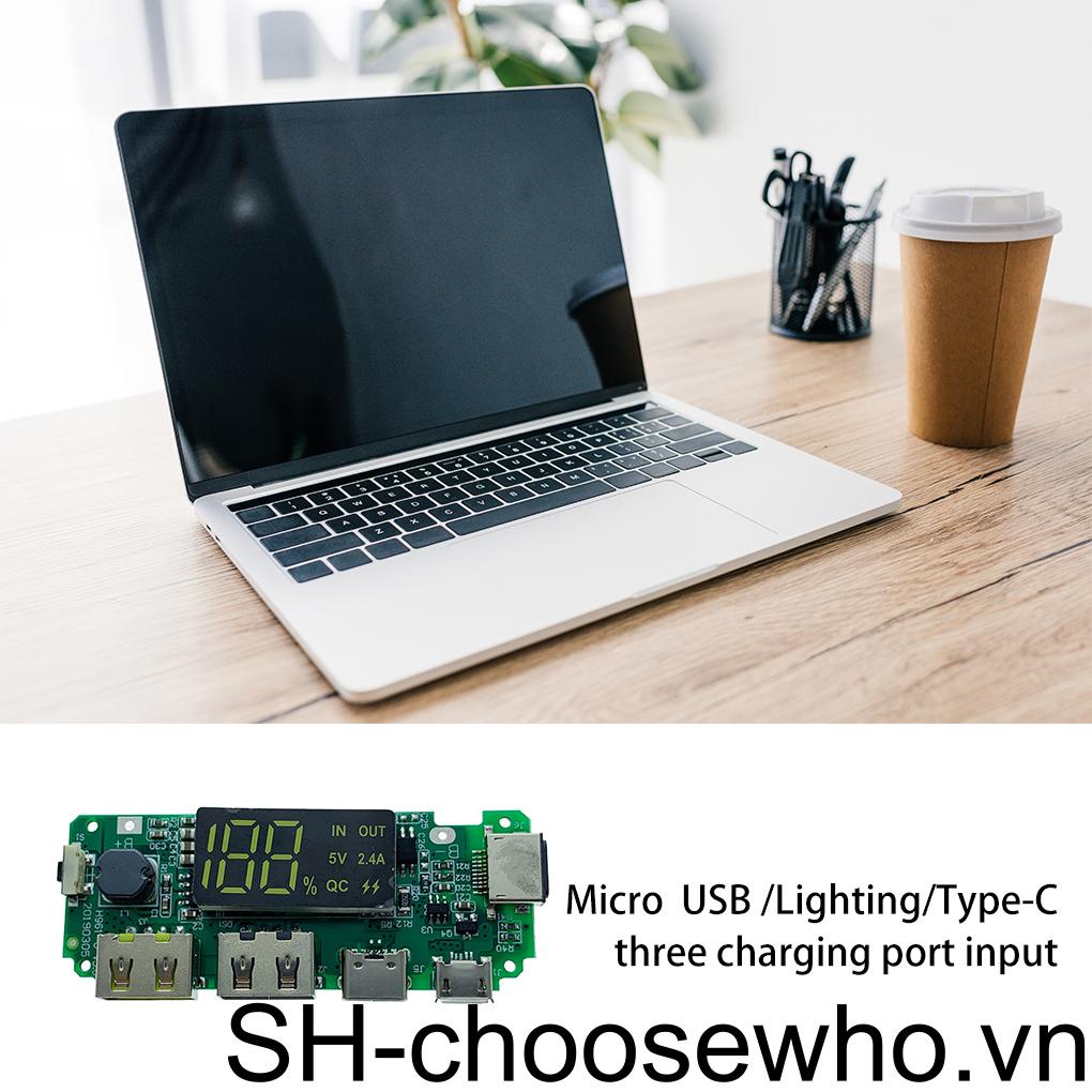 Bảng Mạch Sạc Pin Lithium Hai Cổng USB 5V Màn Hình LED Bảo Vệ Bảng Mạch