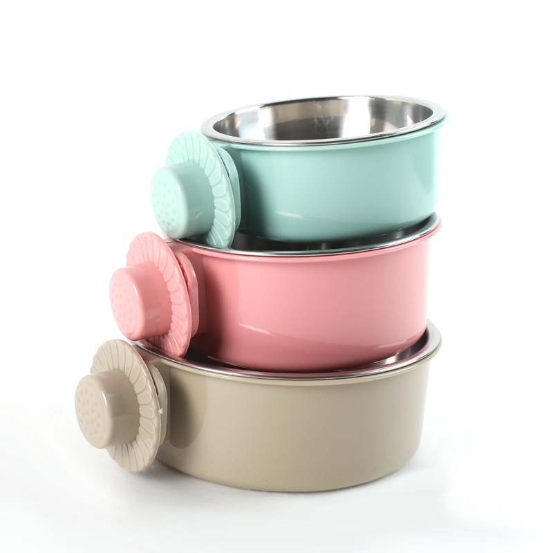 Bát Ăn Inox Khung Nhựa Gắn Chuồng Cho Thú Cưng BA860 MIAOCAT