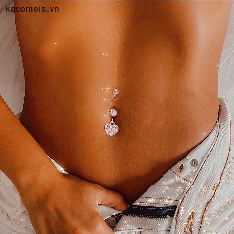 Khuyên Rốn Thép Không Gỉ Hình Trái Tim Xinh Xắn