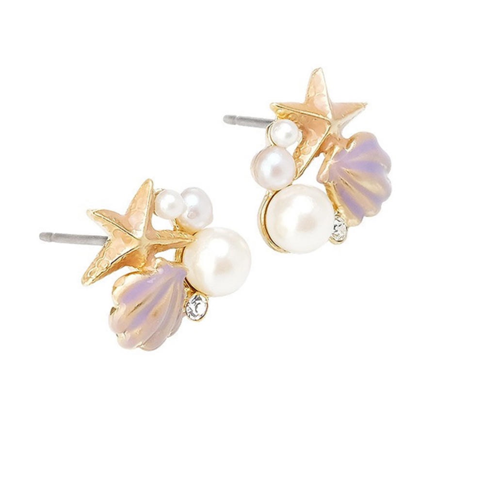 Bông Tai Hình Vỏ Sò Sao Biển Đính Đá Zircon Phong Cách Âu Mỹ Đơn Giản Thời Trang Cho Nữ