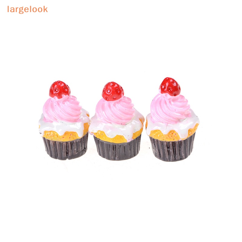 Bộ 3 Mô Hình Bánh Dâu Tây Mini Trang Trí Nhà Búp Bê