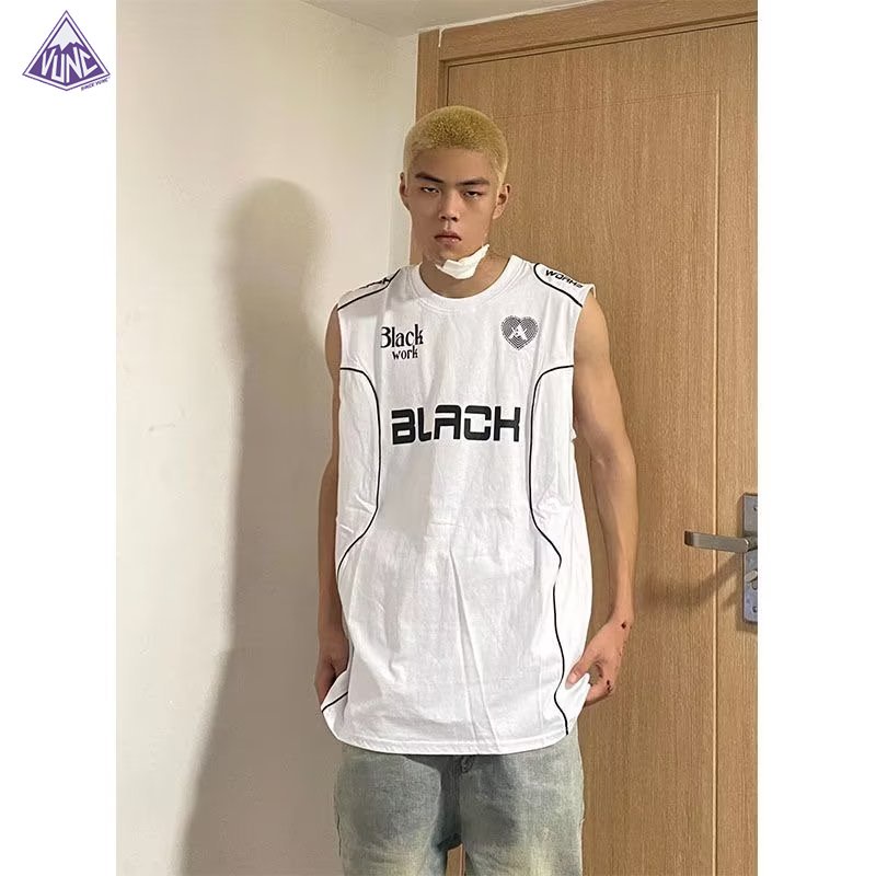 Áo thun nam VUNC sát nách dáng rộng họa tiết thời trang mùa hè phong cách đường phố Mỹ