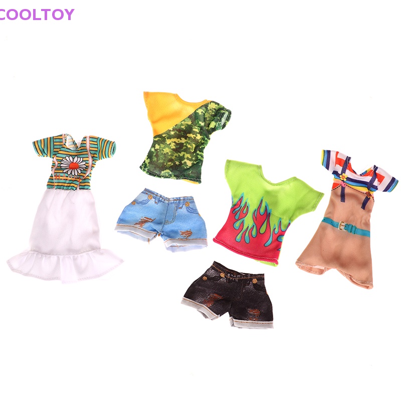 Cooltoy Bộ Đồ 2 Món Áo Sơ Mi Denim + Đầm Chấm Bi Đơn Giản Cho Búp Bê 30cm