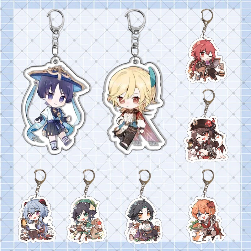 Genshin Móc Khóa Hình Nhân Vật game snezhnaya childe columbina pantalone arlecchino Dễ Thương