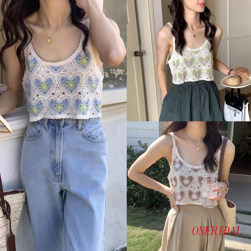 Áo Croptop Dệt Kim Không Tay Cổ Chữ U Khoét Rỗng Thời Trang Mùa Hè Vintage Cho Nữ