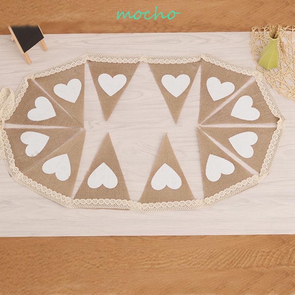 Dây Cờ Treo Trang Trí Tiệc Cưới Bằng Vải Bố Phối Ren Chất Lượng Cao