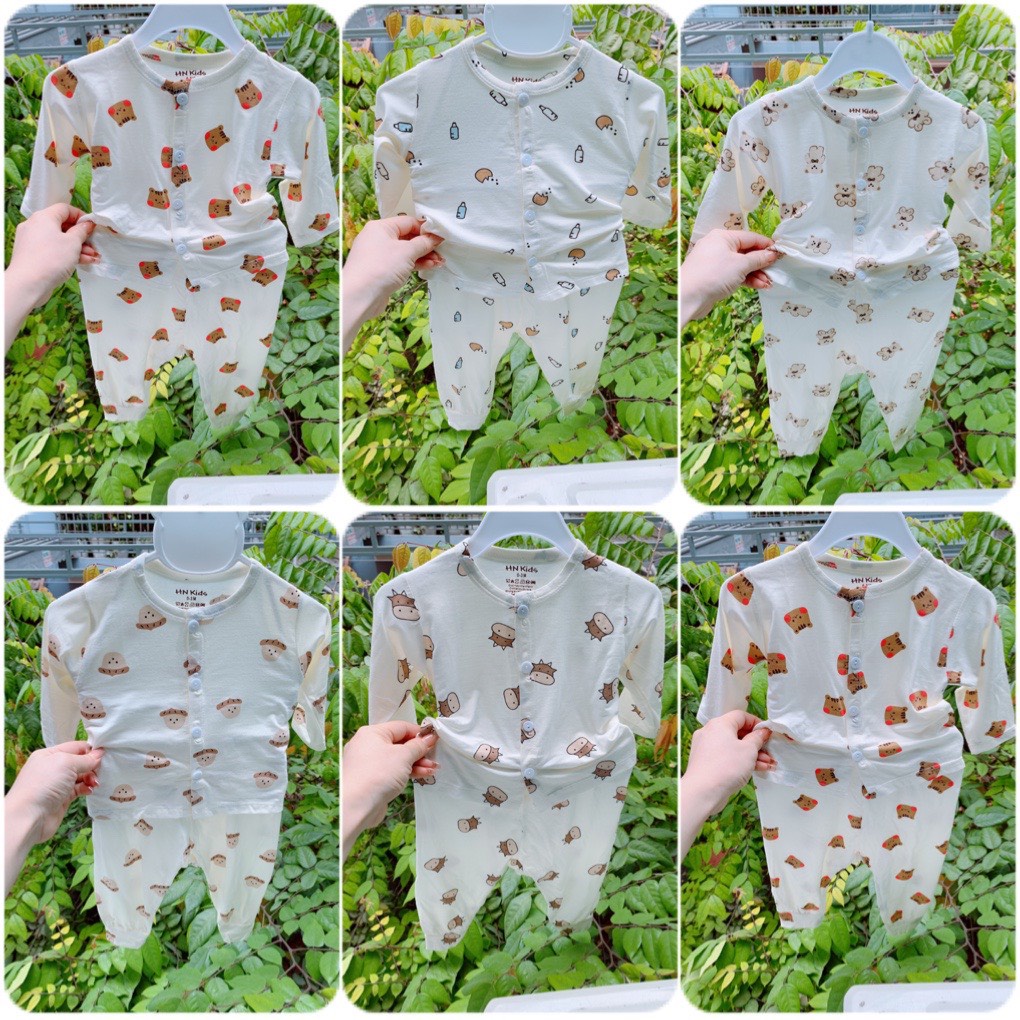 HN Kids- Bộ dài tay sợi tre cực mát cho bé sơ sinh