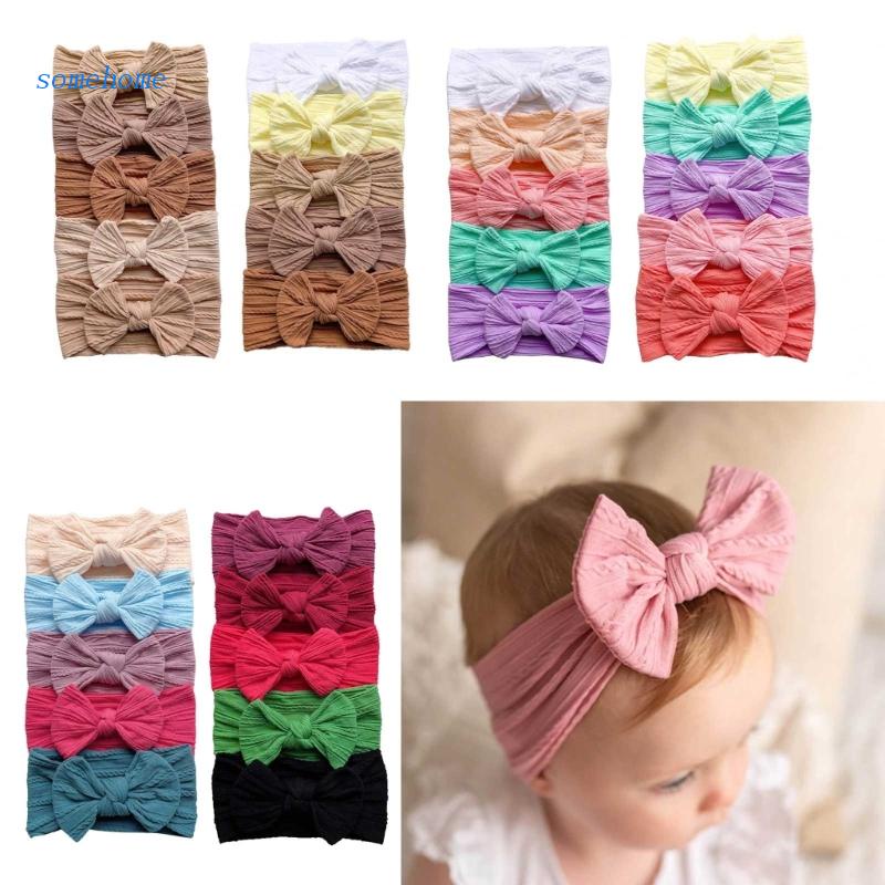 Set 5 Băng Đô Cài Tóc Co Giãn Nhiều Màu Sắc Cho Bé Gái