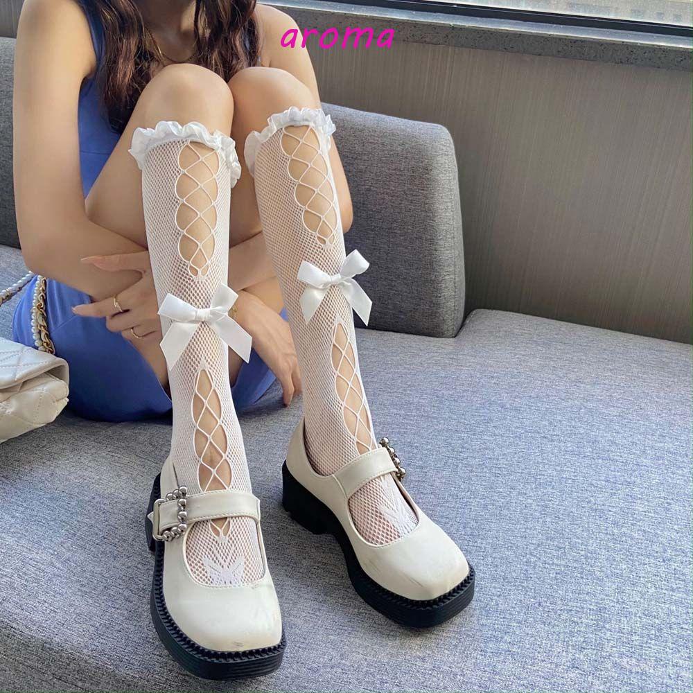 Vớ Lưới Co Giãn Đính Nơ Phong Cách Lolita Độc Đáo Cho Nữ