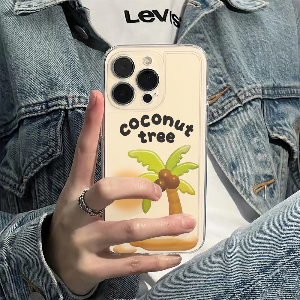 ✅Ốp Điện Thoại Mềm Chống Sốc In Hình Cây Dừa Cho Apple 14pro 7811 6Splus max13iPhone12 Sun WPL4