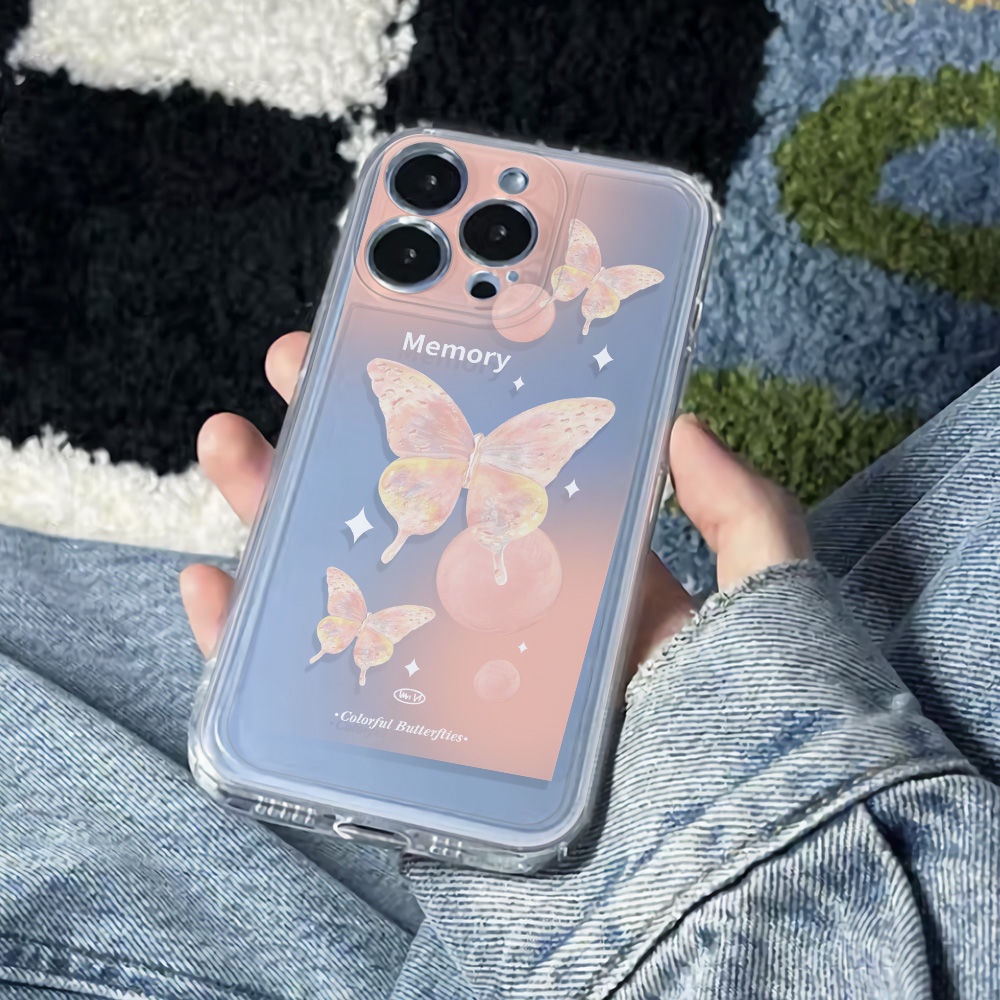 ✅Ốp Điện Thoại Mềm Chống Sốc Họa Tiết Bướm Màu Gradient Cho Iphone 13Max6In Apple 78iPhone12plus14pro11 13Max